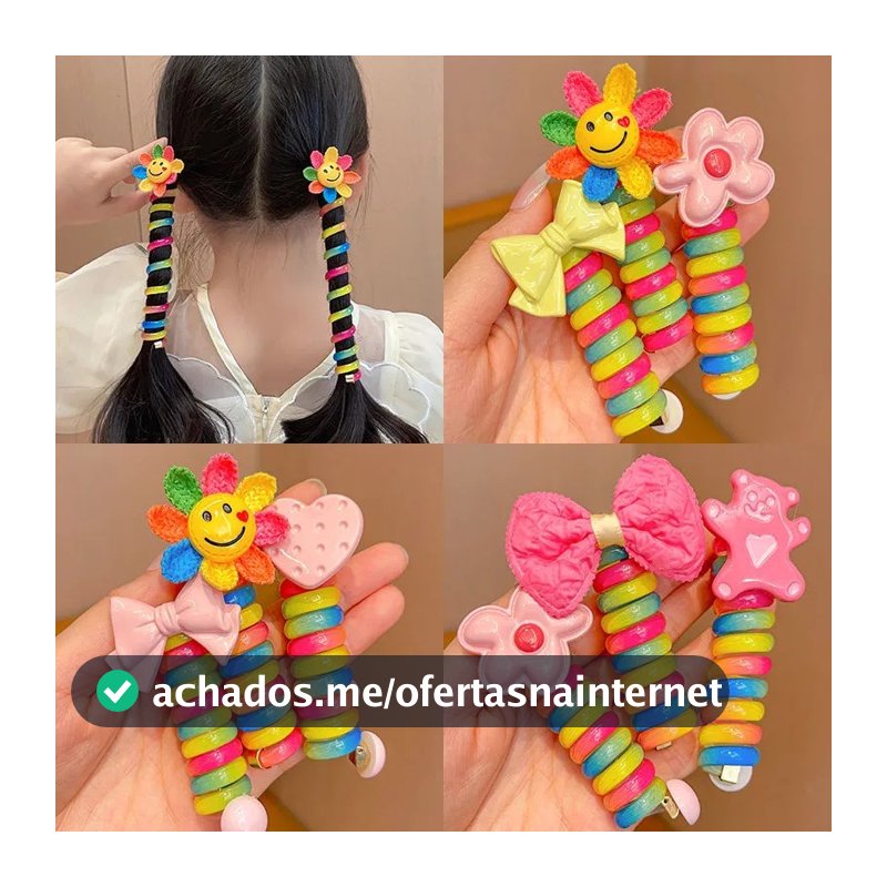 1 PC Nova Cor Do Arco-Íris Bonito Alta Elástica Espiral Corda De Cabelo Cabeça Rabo De Cavalo Anel Faixa De Borracha C