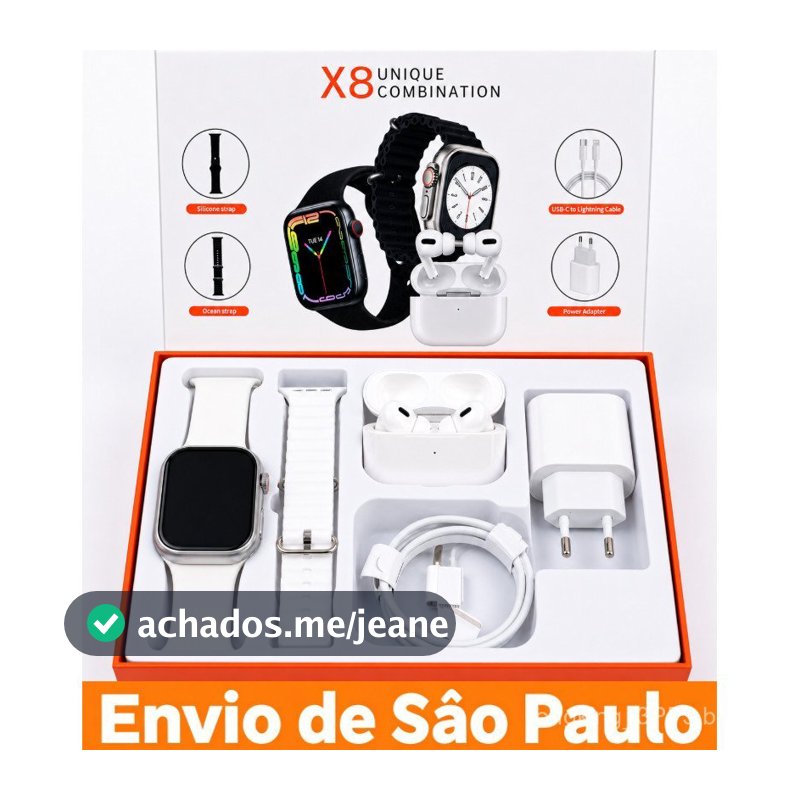 🔥Envio de São Paulo! Smartwatch X8 Pro Max + Conjunto de Fones de Ouvido – Multifuncional relógio com Chamadas Bluetooth