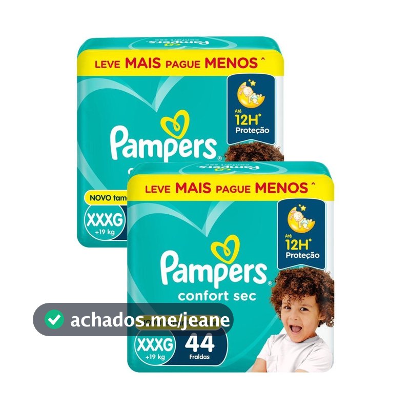 Kit 2 Fraldas Pampers Confort Sec XXXG com 44un cada