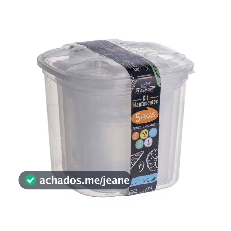 Kit Mantimento Conjunto 5 Potes Com Tampa BPA FREE Organizador De Alimentos Pote Hermético