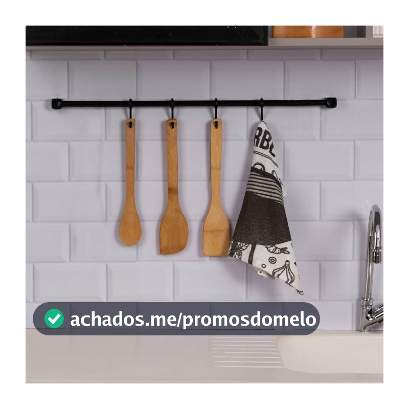 Barra Organizadora de Utensílios de Cozinha 60 cm – Suporte com 4 Ganchos