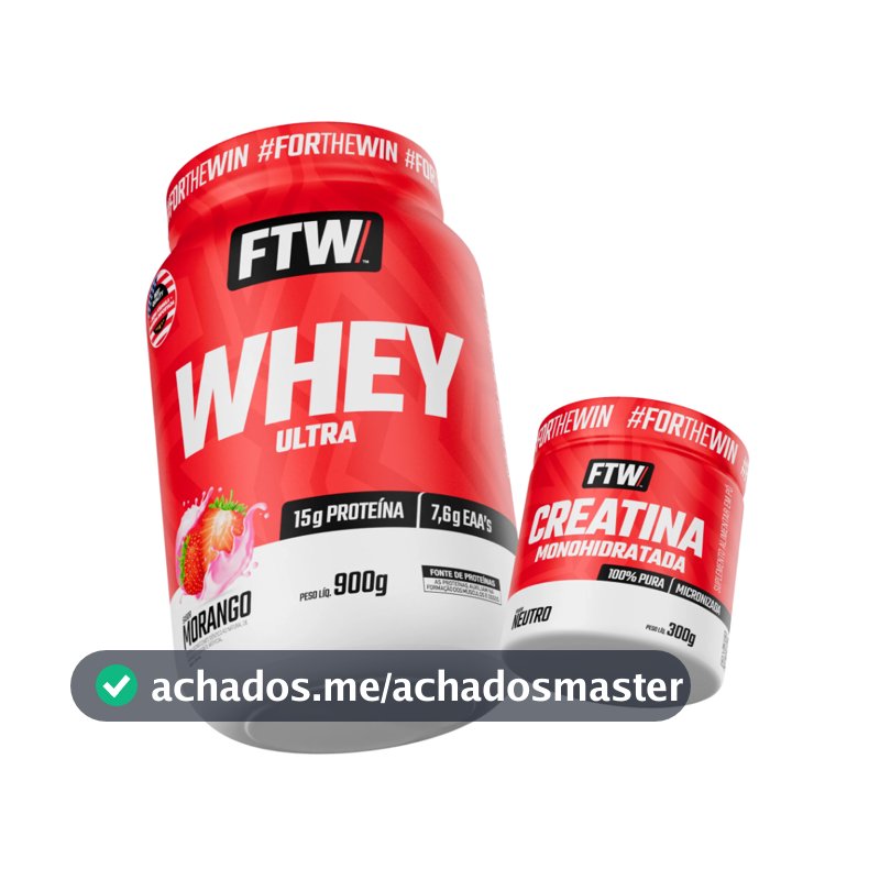 Kit Whey Ultra Protein Concentrado Pote 900g + Creatina Monohidratada Pura 300g - FTW