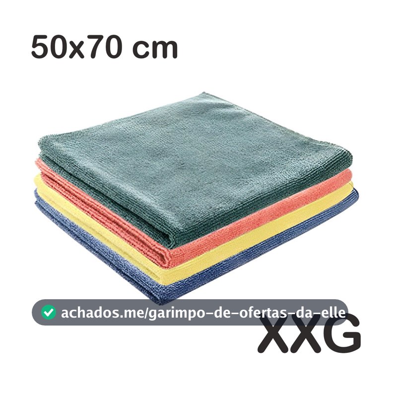 Kit 07 Pano microfibra 50x70cm Grosso Limpeza Automotiva e Doméstica