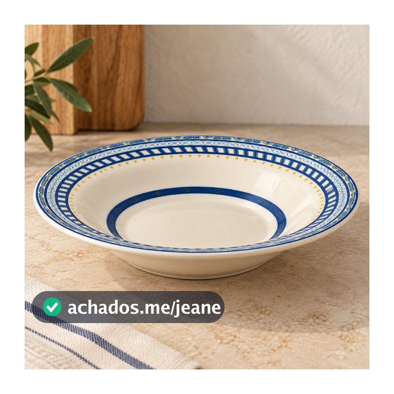 Jogo de prato fundo de ceramica 06 peças Grano Oxford biona