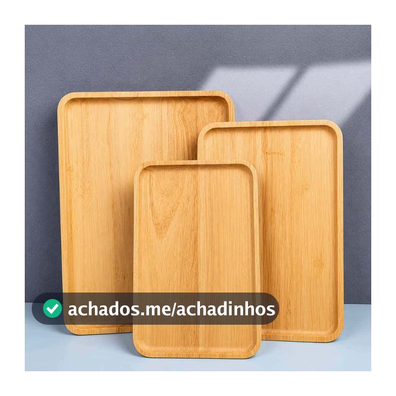 Kit 3 Bandejas Estilo Bambu Retangulares Café da Manhã Servir Organizar Decorar Cozinha