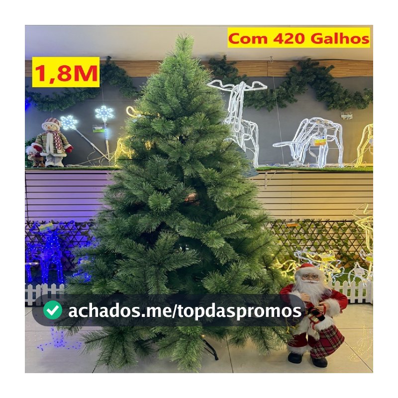 Árvore De Natal Pinheiro 1,80M Verde E 420 Galhos Apoio De Metal Decoração Natal Família Natalina