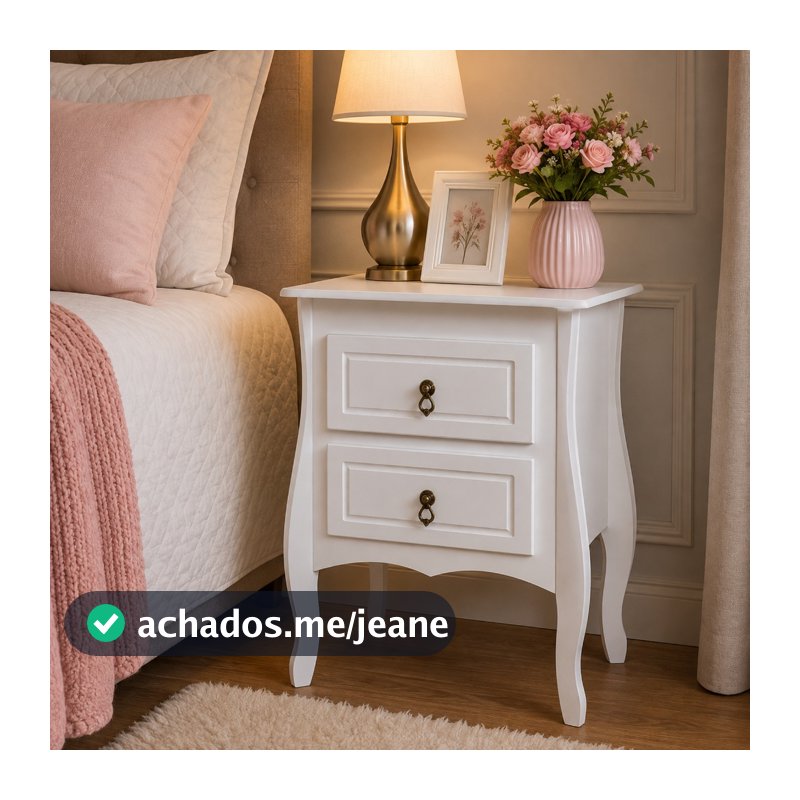 Mesa de Cabeceira Criado Mudo Decorativa 2 Gavetas MDF
