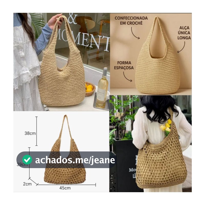 Bolsa Palha PRAIA Feminina de Ombro Alça grossa - Verão Lazer Casual Praia TENDÊNCIA