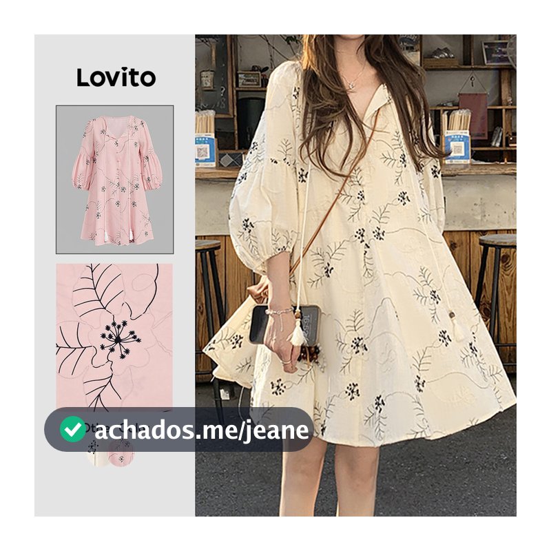 Lovito Casual Vestido de Primavera/verão Off White para Mulheres L156AD285