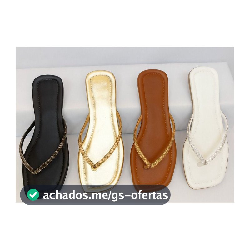 Sandalia Rasteirinha Feminino com tira de Brilho Modelo Chinelo