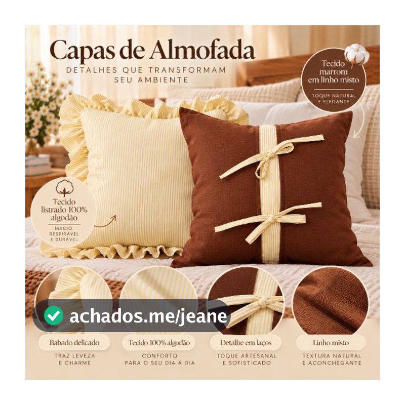 Capas De Almofadas Estilo Farmhouse | Com Babados e Laços 40x40