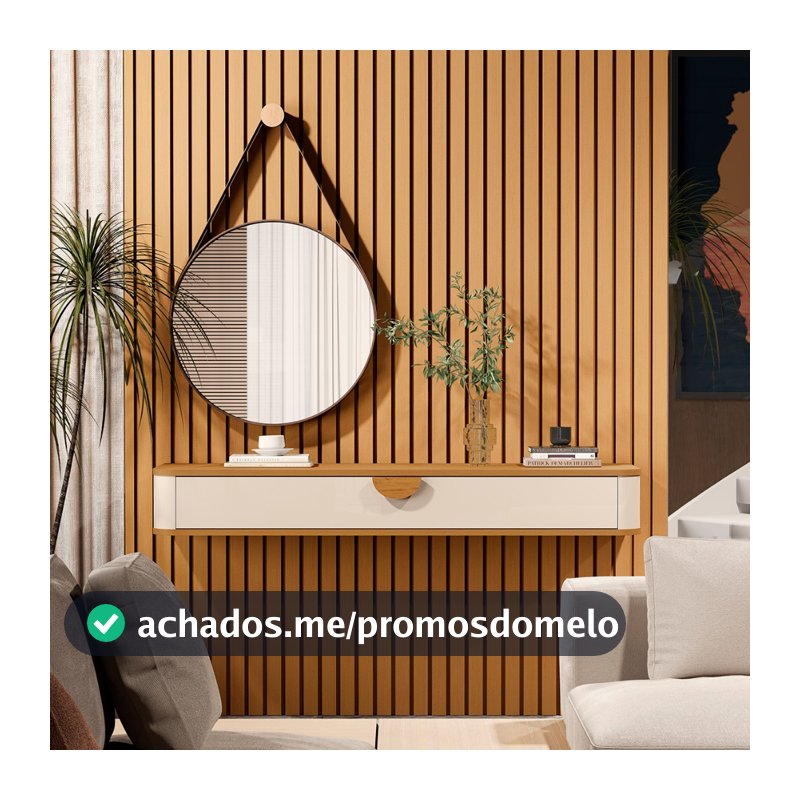 Aparador Suspenso Decorativo Cantos Curvos Porta Basculante AJP Móveis