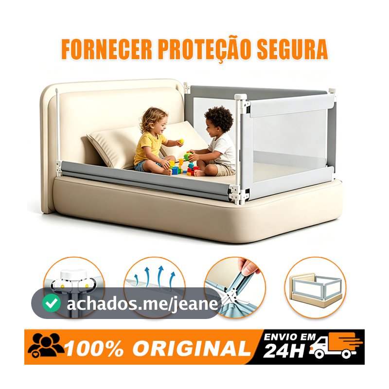Grade de Proteção para Cama Infantil Desmontável Lavável Ajustável 1,5m 1,8m e 2m