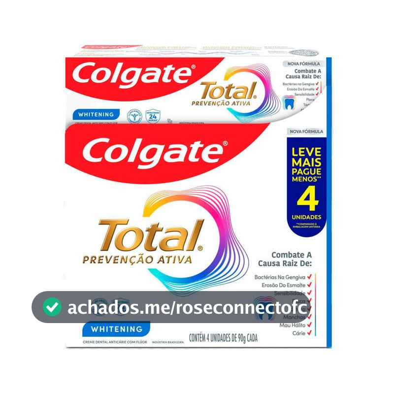 Creme Dental Colgate Total Prevenção Ativa Whitening 4 Unidades de 90g cada