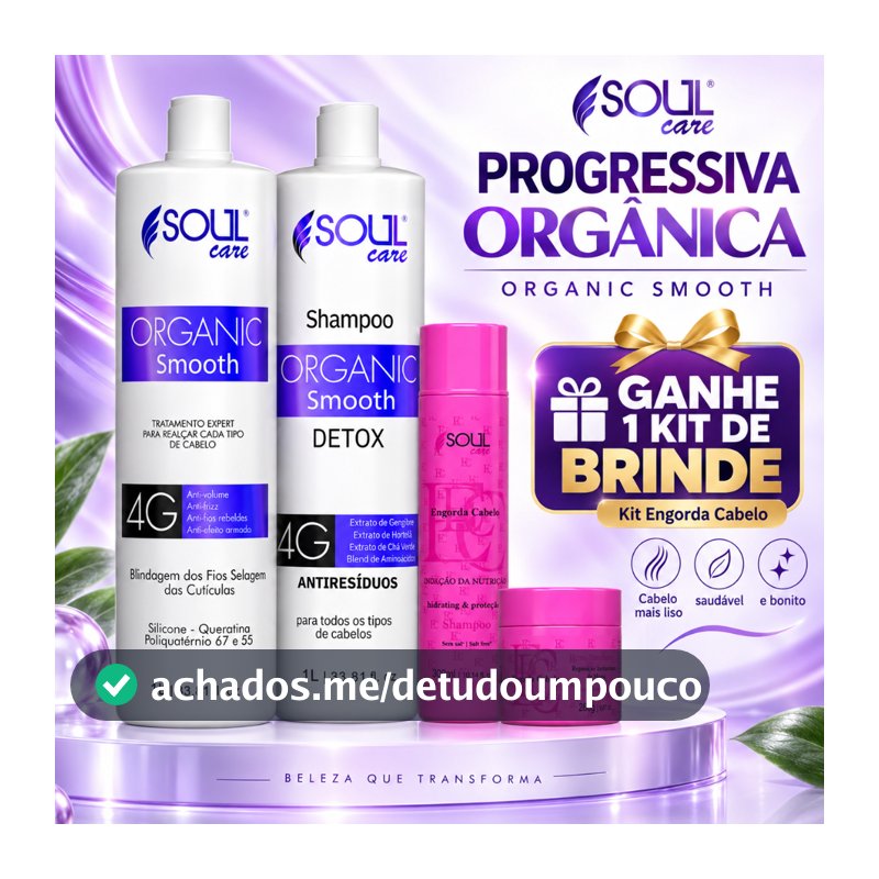 Kit Selagem Orgânica Sem Formol Shampoo + Blindagem 1L Anti Frizz Efeito Salão Duradouro