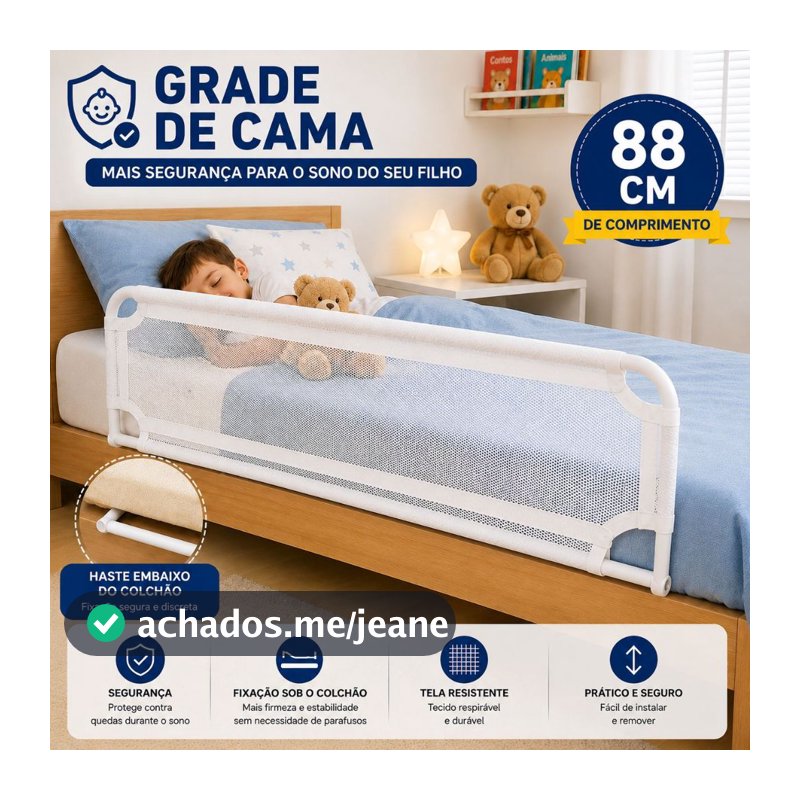 Grade De Cama Com Tela De Segurança Para Bebês