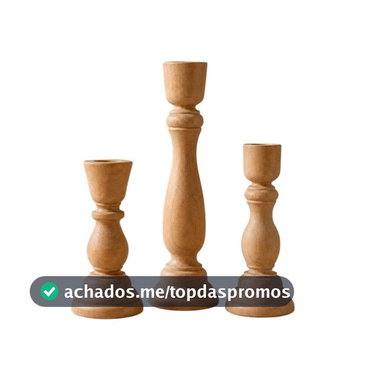 Castiçal de Madeira Torneado para Vela Palito | Porta vela três unidades e individual | Farmhouse Decoração Sala Rústica