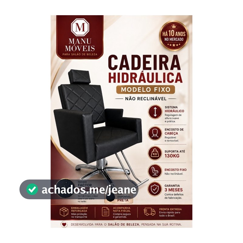 Cadeira Para Salão e Barbearia Hidráulica Tecido Factor