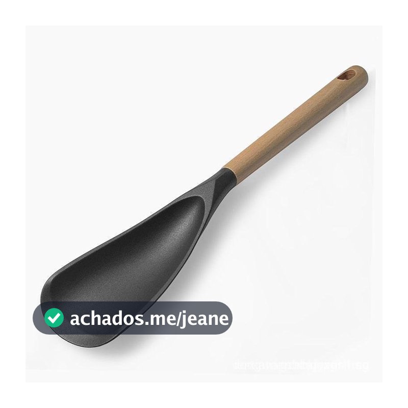 Colher de Cozinha de Silicone com Cabo de Madeira, Colher Antiaderente, Utensílios de Cozinha, Acessórios de Cozinha, Es