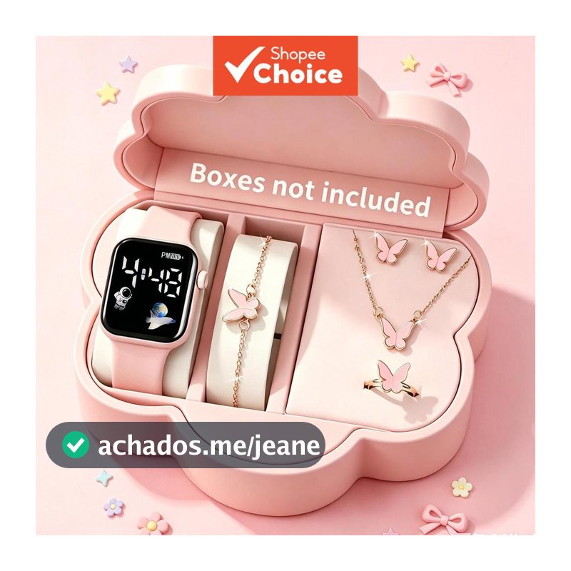 Conjunto De Relógios Infantis Moda Minimalista Bonito Borboleta Jóias Para Uso Diário Presente Bateria Incluída