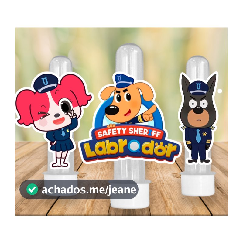 30 Apliques para Tubete Doces Bolo - Detetive Labrador Papillon -  Lembrancinhas Divertidas para Sua Festas