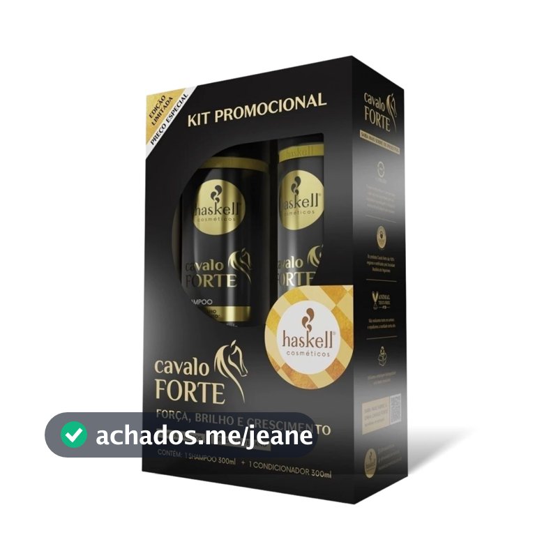 KIT HASKELL CAVALO FORTE – Shampoo + Condicionador 300ml Cada | Crescimento,Força, Brilho | Biotina