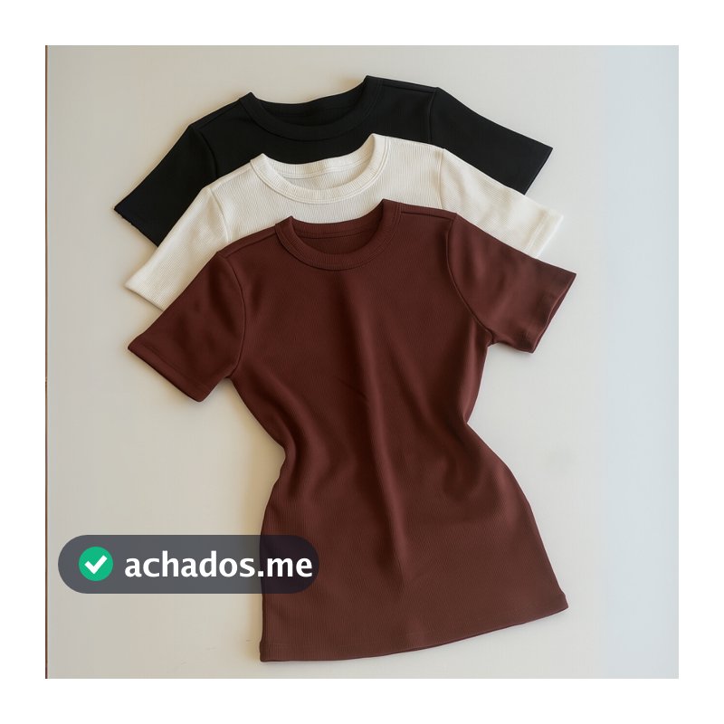 Kit 3 Blusa Feminina Canelada Ribana Blusinha Básica