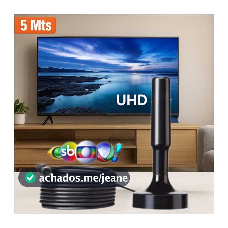 Antena Digital Interna Externa Full Hdtv 4K Cabo Grande