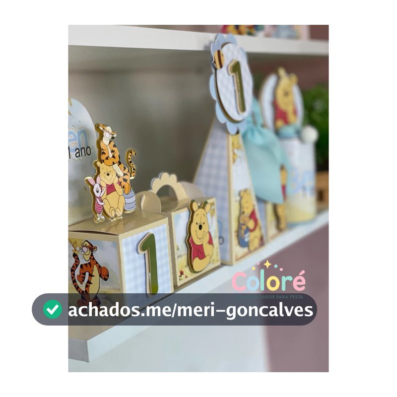 Kit Festa Ursinho Pooh LUXO Caixa Personalizada - Kit - Caixa - Lembrancinha - Aniversário