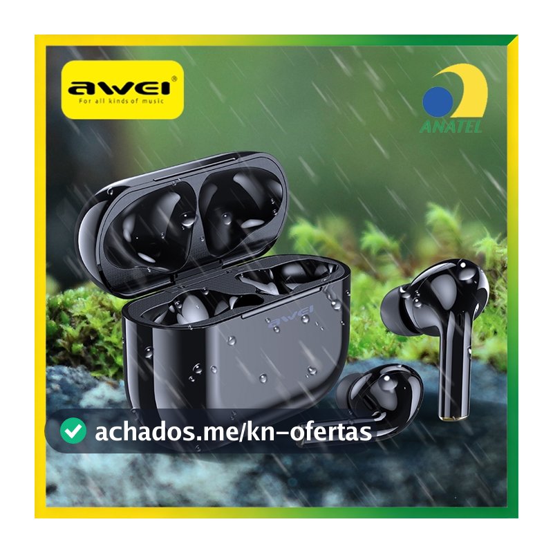 Fone de Ouvido Bluetooth Sem Fio Awei T29 TWS Estéreo Som HD com Microfone Controle Touch para Música e Jogos Original