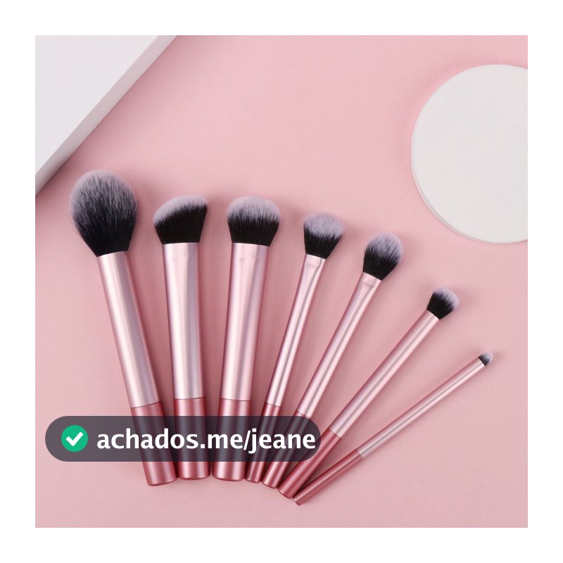 Kit 7 Pincéis de Maquiagem profissional 024-142 ROSA