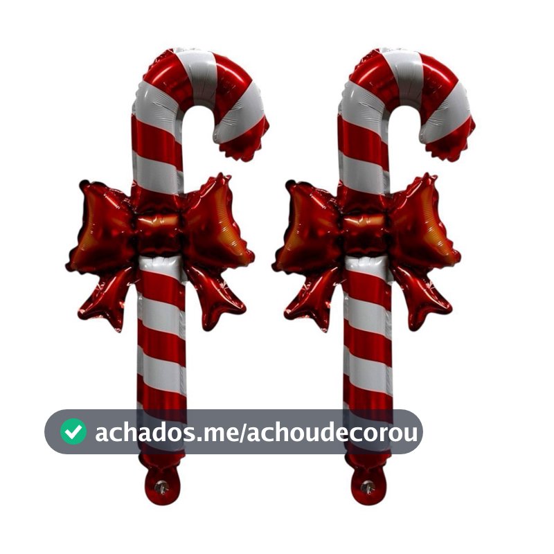 10 Balão Bastão Bengala com Laço 55cm Enfeite Decoração Papai Noel Natal - C90502