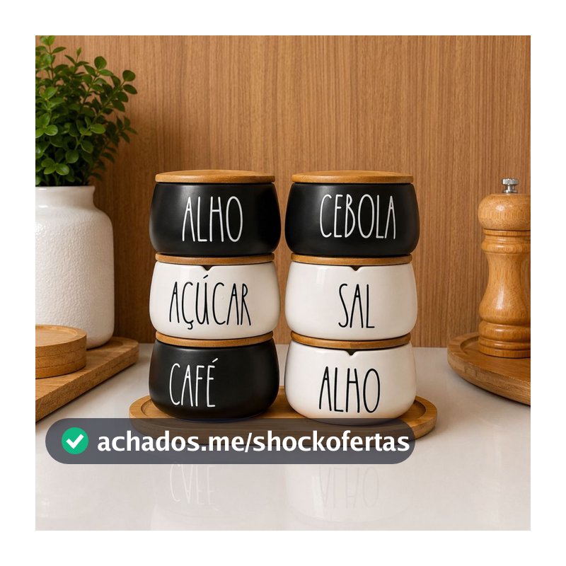 Pote em Cerâmica com Tampa de Bambu Minimalista Chique Personalizado