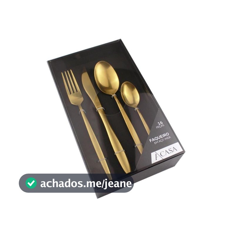 Faqueiro Glam Dourado com 16 Peças - A\CASA