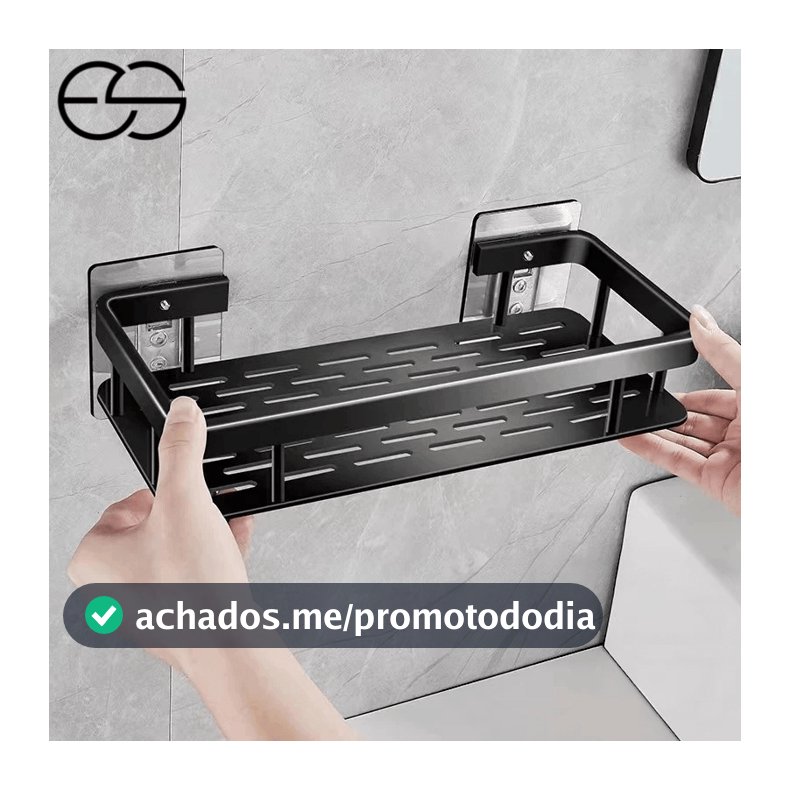 1/2/3 Suporte De Shampoo Preto Organizador Alta qualidade Prateleira De Banheiro Sem Furo Premium-Space Alumínio ES