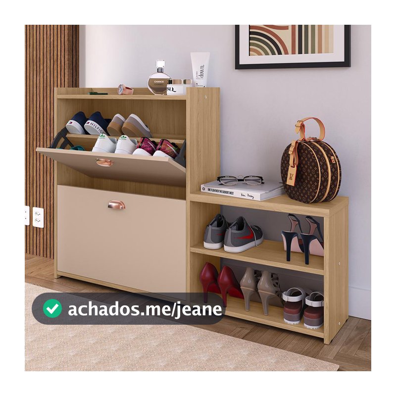 Sapateira Milano Banquinho 21 Pares 2 Portas e Sapateira Arezzo 1Porta 12 pares Hall Entrada Quarto Organizador Calçados