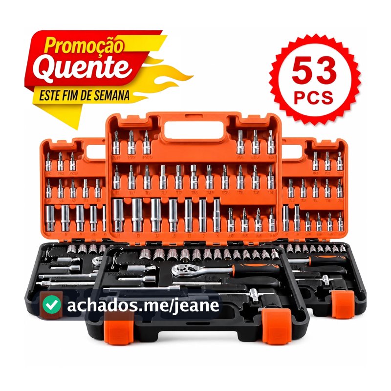 Kit 53 Peças Jogo Caixa De Ferramentas Chave Soquete  Multifuncional