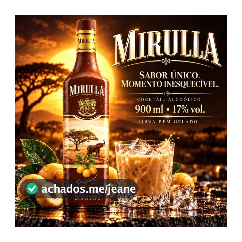 Licor de Marula Mirulla Cremoso 900ml Original 17% Vol — Escolha 1, 2, 3 ou 4 Unidades
