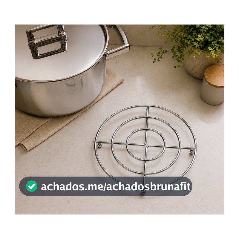 Kit 3 Peças Descanso De Panela Cozinha Suporte Aramado  Circular De Metal Inox Moderno Apoio  Seguro