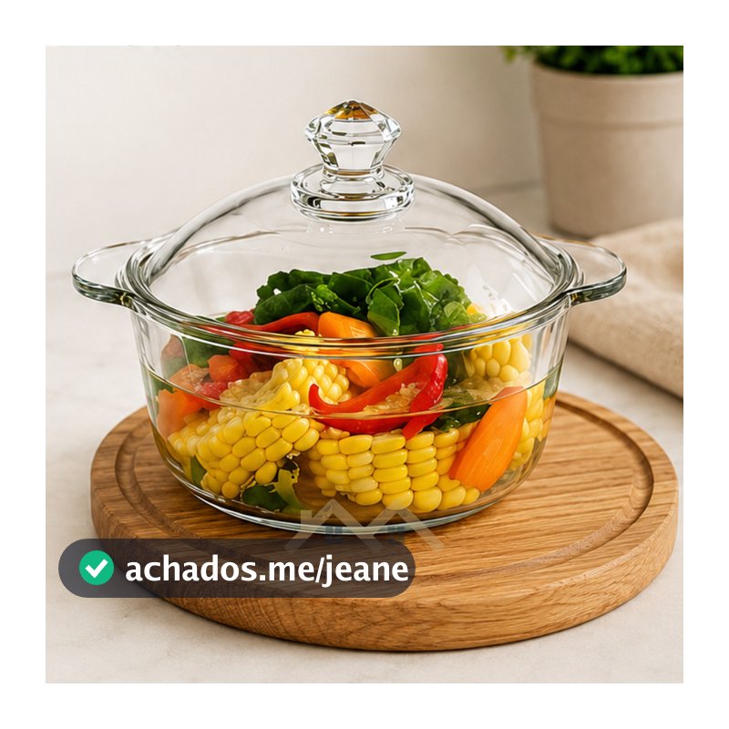 Tigela Vidro 800ml Com Tampa Cristalizado Transparente Ideal para Microondas