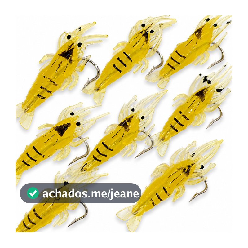 Kit 20/10/01 Isca Artificial Camarão De Silicone Simulação Real Com Anzol Pesca Robalo Tucunaré Traira