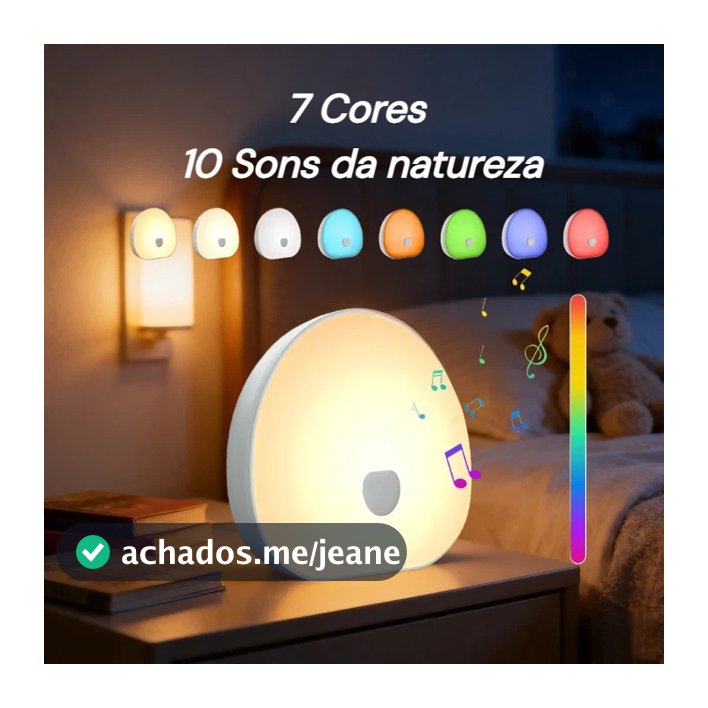 Instrumento de dormir com ruído branco, toque recarregável inteligente, luz noturna colorida, instrumento calmante notur