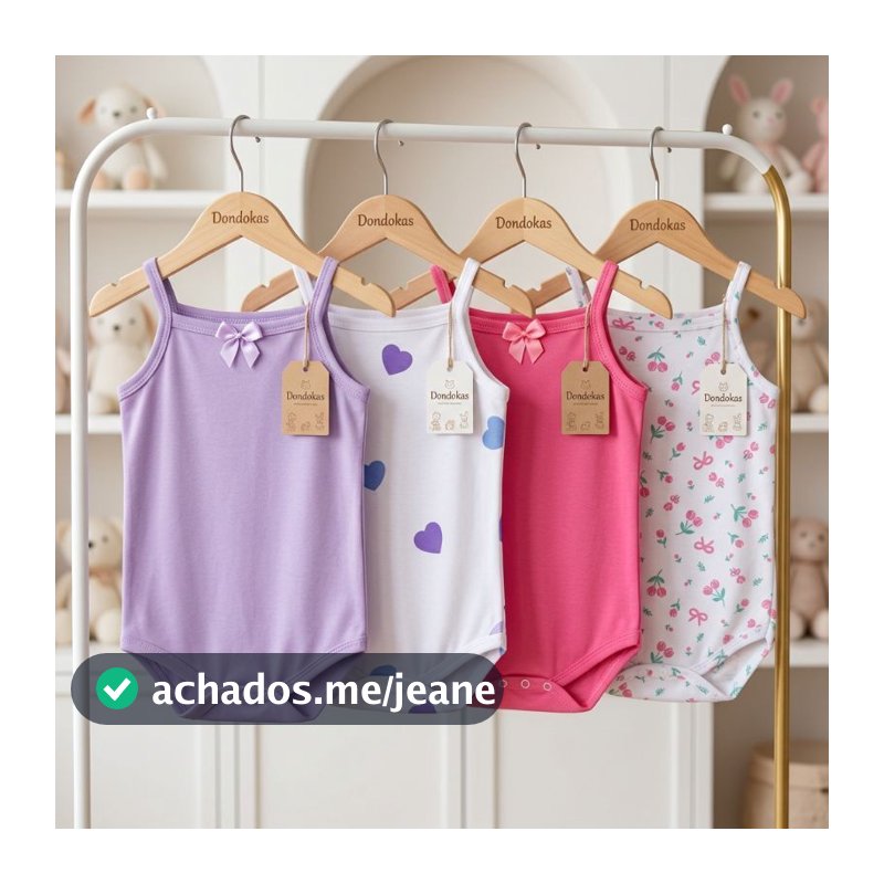 Kit 4 Body Bebe Menina Alcinha 100% Algodão Roupa de Bebê M G GG 4 Peças de Bodies para Bebê
