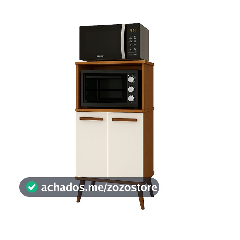 Balcão Armário Torre Multiuso Para Forno e Microondas 2 Portas e Paneleiro Lisboa Cores