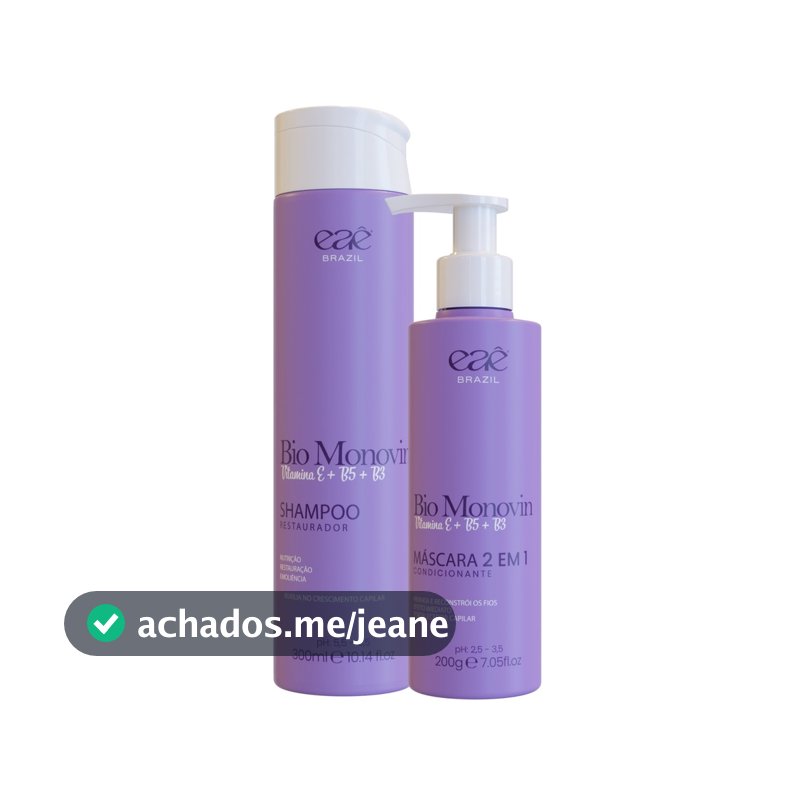 Shampoo e Mascara Bio Monovin Crescimento Capilar Anti-Queda 2x Passos Eae Brazil