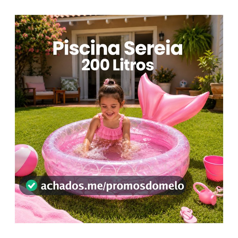 Piscina Inflável Infantil 200 Litros Redonda Sereia Crianças Boia Piscininha