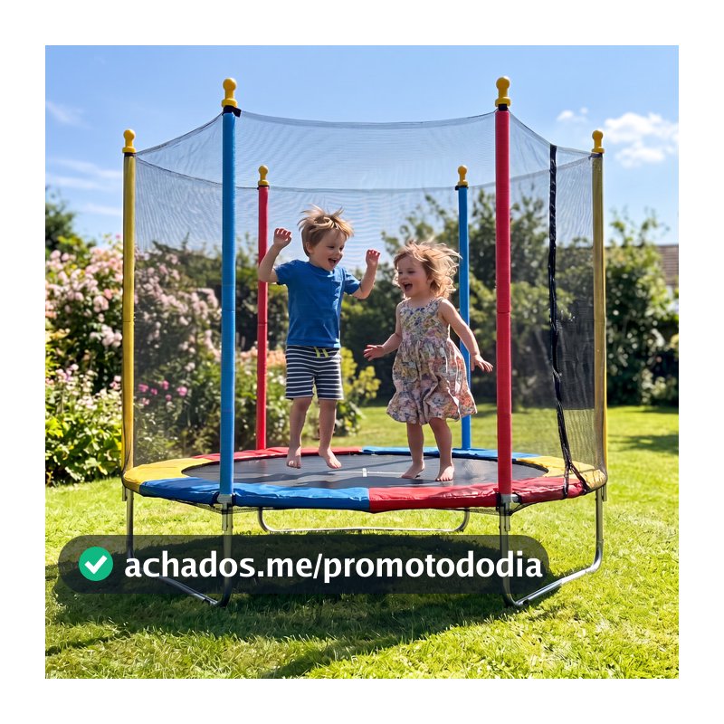Cama Elástica Infantil 1,80M Pula Pula Trampolim Rede de Proteção Colorida Aço Galvanizado Externa Presente