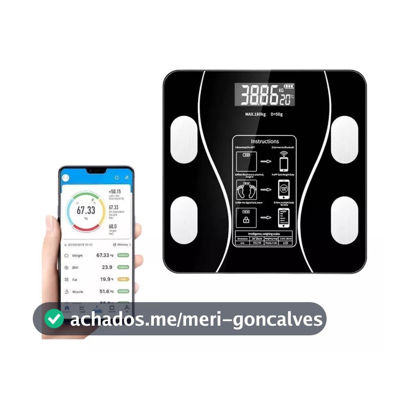 Balança Bioimpedância Imc Digital Aplicativo Bluetooth 180kg