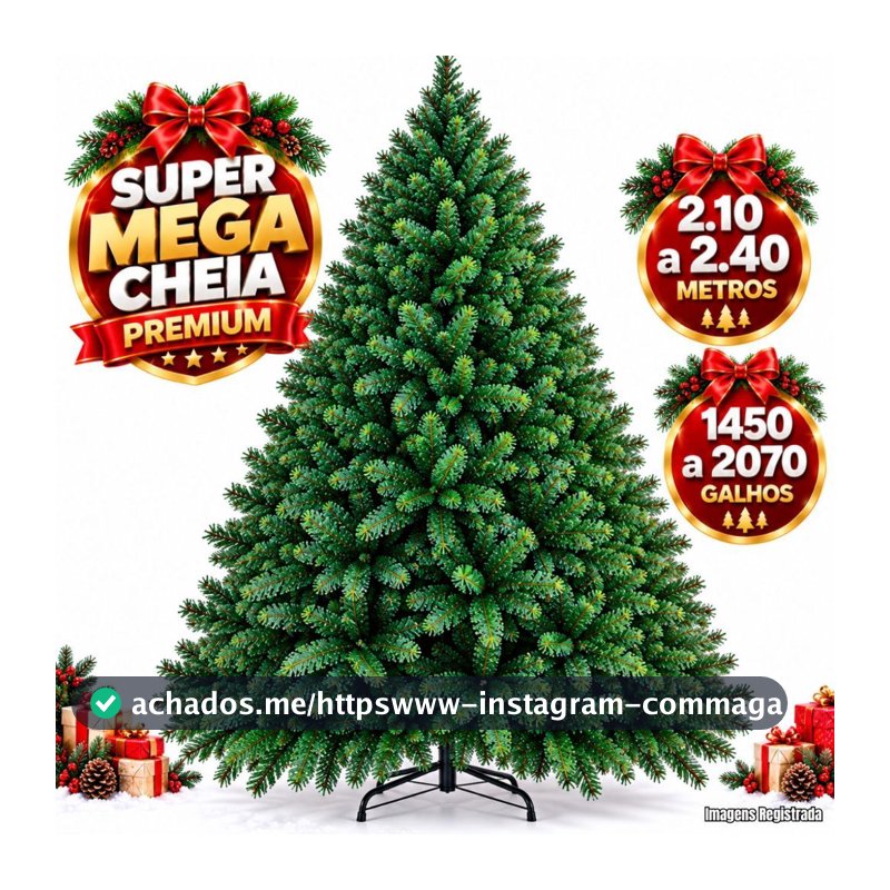Arvore De Natal 2,10 a 2,40 Metros 1150/1450/1800/1550/2070 Galhos Cheia Luxo Premium Lançamento 2026