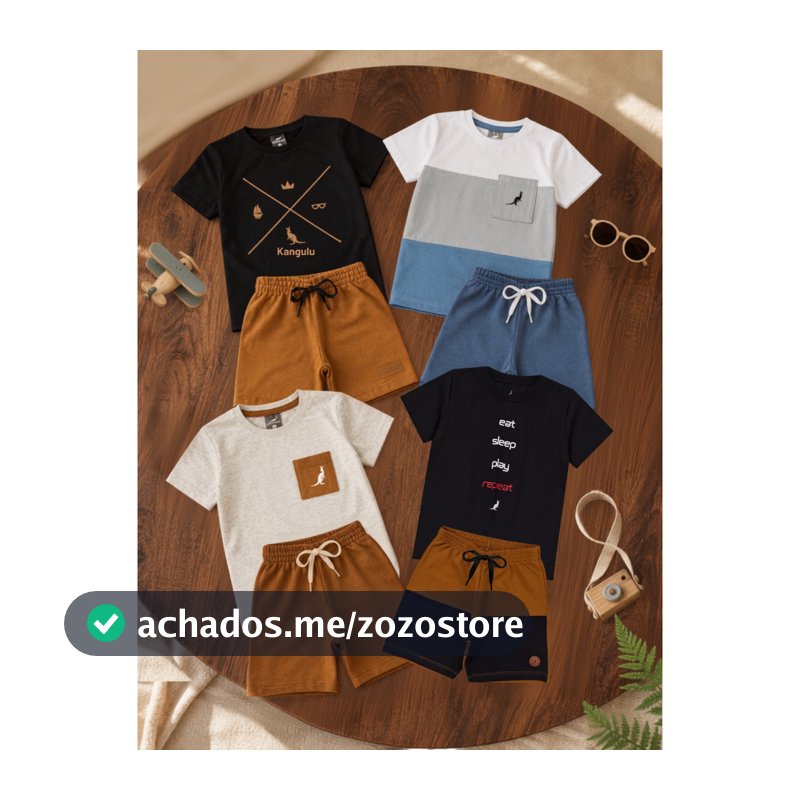 Kit 4 Peças 2 Conjunto Infantil Menino Verão Confortável 2 Camisas 2 Shorts Sortido Roupa Infantil Bebê 1 ao 12